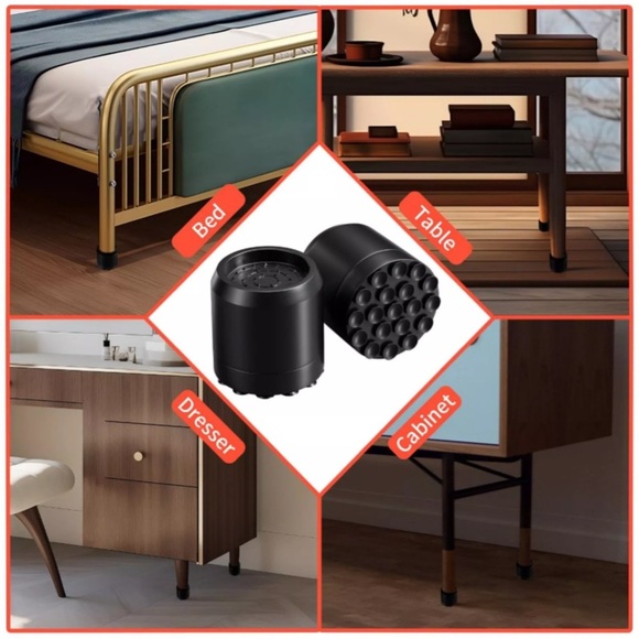 12 Bed Furniture Risers BLK 2.5”High Round W/Suction Non-Slip Noise Cancel NIB - Picture 1 of 13